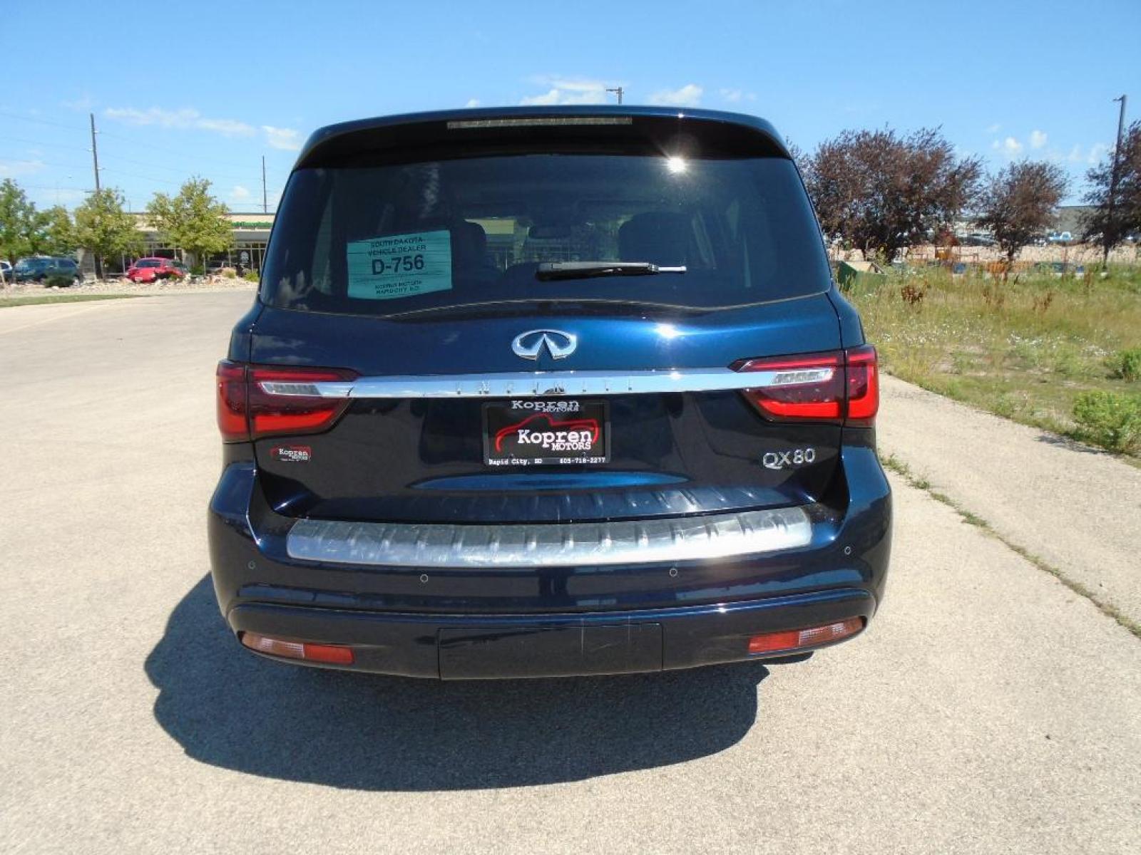 2018 Hermosa Blue INFINITI QX80 Base (JN8AZ2NE4J9) with an 5.6 liter 8 Cylinder Engine engine, 7-Speed Automatic transmission, located at 222 N Cambell St., Rapid City, SD, 57701, (866) 420-2727, 44.081833, -103.191032 - Protect this 1/2 ton suv from unwanted accidents with a cutting edge backup camera system. The rear parking assist technology on this unit will put you at ease when reversing. The system alerts you as you get closer to an obstruction. This vehicle has a clean CARFAX vehicle history report. Enjoy th - Photo #2