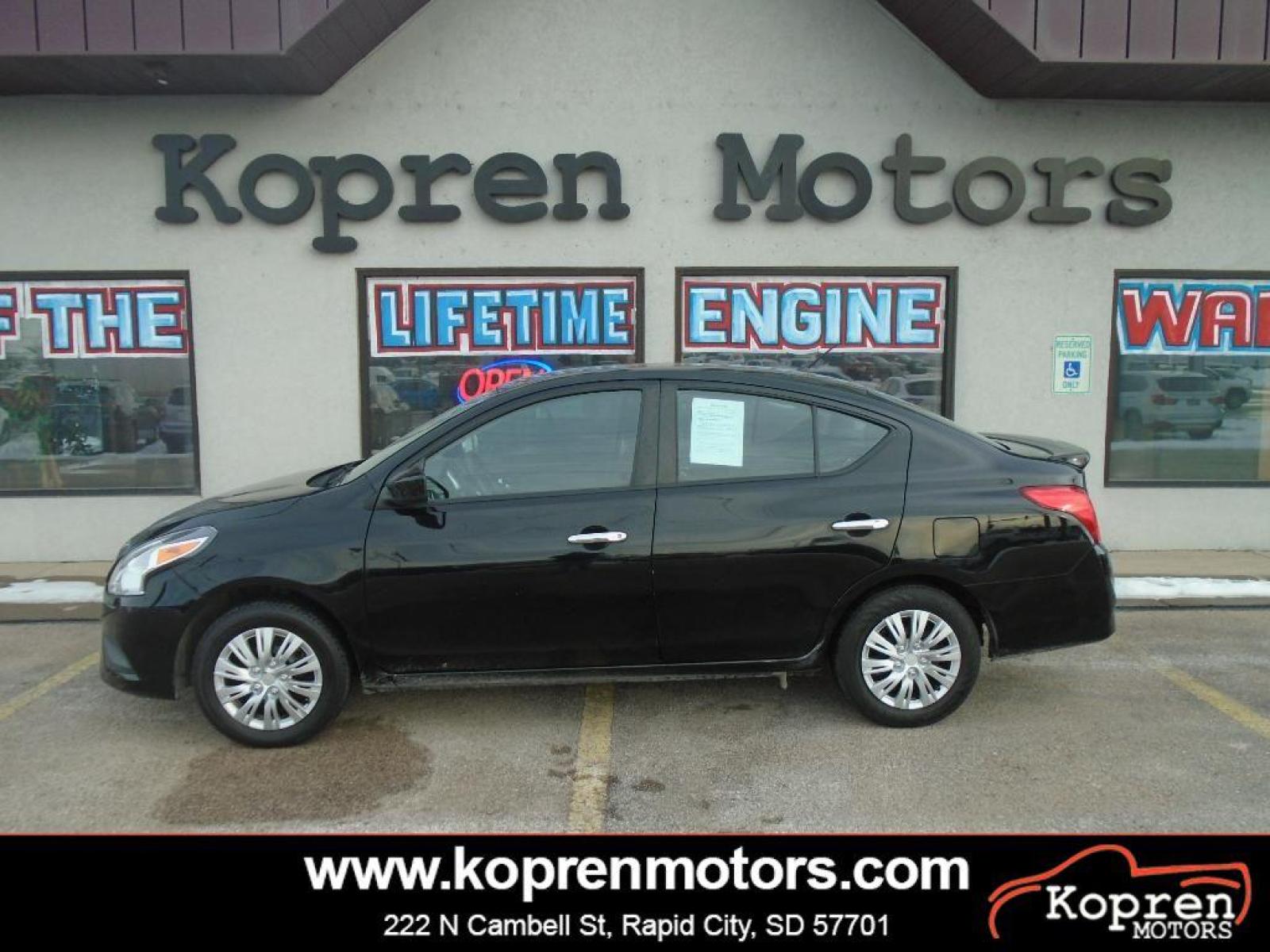 2019 Super Black /Charcoal Nissan Versa SV (3N1CN7AP8KL) with an 1.6 liter 4 Cylinder Engine engine, Xtronic CVT transmission, located at 222 N Cambell St., Rapid City, SD, 57701, (866) 420-2727, 44.081833, -103.191032 - See what's behind you with the back up camera on this small car. It features a hands-free Bluetooth phone system. This model is painted with a sleek and sophisticated black color. This Nissan Versa has a 1.6 liter 4 Cylinder Engine high output engine. It is front wheel drive. This vehicle is equippe - Photo #0
