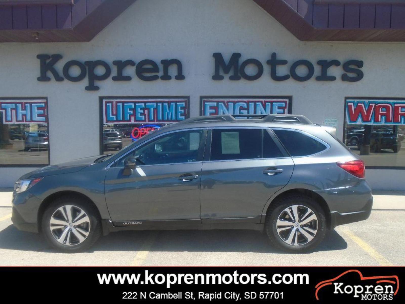 2019 GRAY Subaru Outback Limited (4S4BSENC8K3) with an B6, 3.6L engine, 6-speed CVT transmission, located at 222 N Cambell St., Rapid City, SD, 57701, (866) 420-2727, 44.081833, -103.191032 - Bluetooth technology is built into this 2019 Subaru Outback , keeping your hands on the steering wheel and your focus on the road. Our dealership has already run the CARFAX report and it is clean. A clean CARFAX is a great asset for resale value in the future. with XM/Sirus Satellite Radio you are - Photo #0